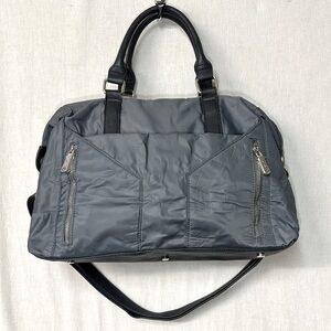 NEW CoLab Nylon Lightweight Shoulder Bag with Vegan Leather Details - Grey